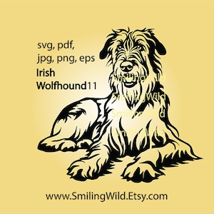 Irish Wolfhound svg & png clipart vector graphic dog laser cut file head, lying dog cuttable cricut digital design laser cutting