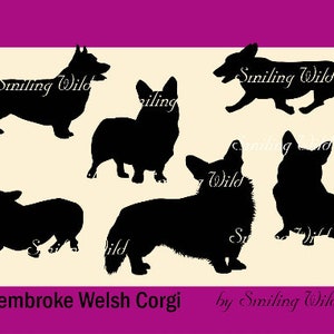 Corgis Silhouette svg Vektorgrafik-Datei Hund Hund schneidbar Cricut Corgis Clipart Digital Design Laserschnittdatei