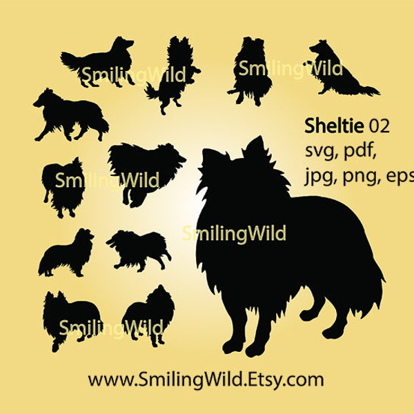 Sheltie dog svg silhouette clip art, sheltie vector cuttable file, Shetland sheepdog svg