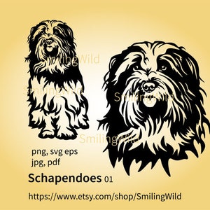 Schapendoes dog svg digital cuttable clip art, Schapendoes vector graphic cut file design cricut image 1