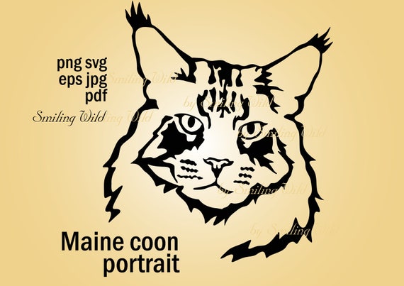 Maine Coon Cat Portrait Cut File Cuttable Maine Coon Svg Etsy