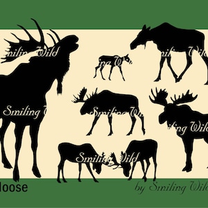 moose elk silhouette svg & png clipart bundle cutout file vector graphic - fighting elk printable wild forest animal - cricut, laser cutting