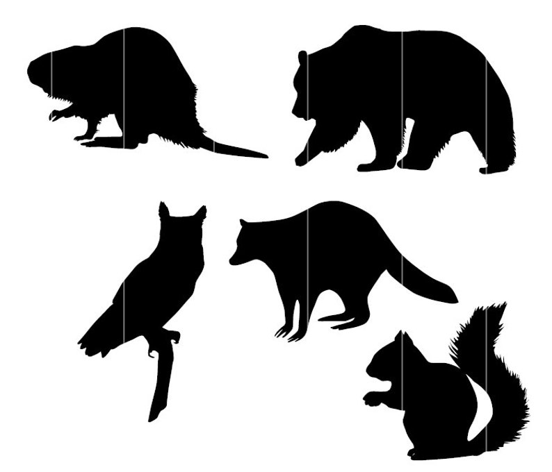 Download Clip Art Art Collectibles Fox Animal Art Animal Art Beaver 1st Set Wolf Art Forest Animal Silhouettes Clipart Svg Files For Silhouette Woodland Animals