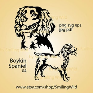 Boykin Spaniel SVG Clipart: Vector Graphic, Dog Portrait (Digital Download