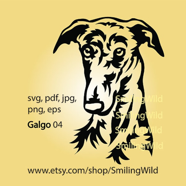 Galgo cane SVG clip art design, testa di galgo grafica vettoriale tagliabile illustrazione digitale