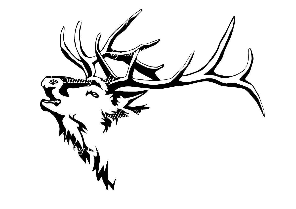 Elk svg wapiti clipart elk art vector graphic North America Etsy