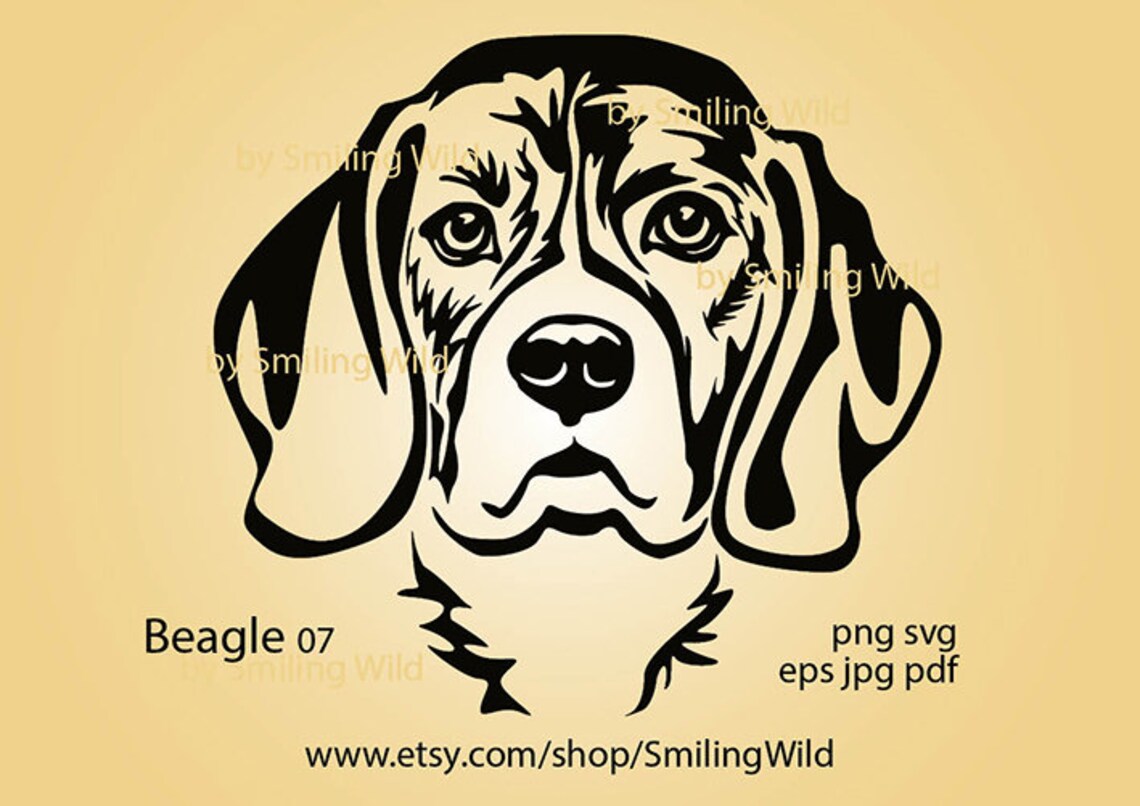 Beagle Dog Breed Svg Vector /07/ Graphic Art Beagle Head Etsy