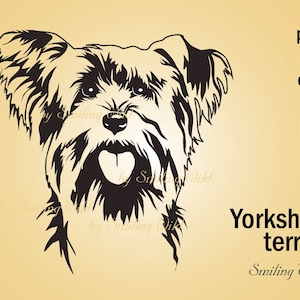 Yorkie, Yorkshire Terrier SVG  - dog Clipart portrait  - Head design png vector graphic file - Laser Cutting yorkie instant download