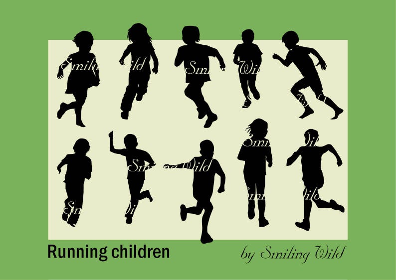 Download Running Children Svg Kids Run Silhouette Child Vector Art Etsy
