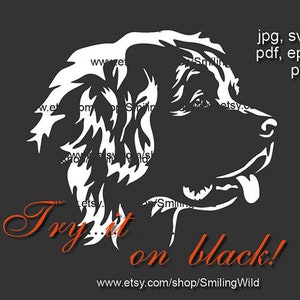 Neufundländer SVG & PNG Clipart Neufundländer Porträt Hundekopf Vektorgrafik Digital Design Cut File Cricut - Weißer Hund Design