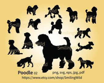 Poodle svg silhouette bundle dog clipart cut out vector graphic art printable poodle art for printing digital dogs poodle png