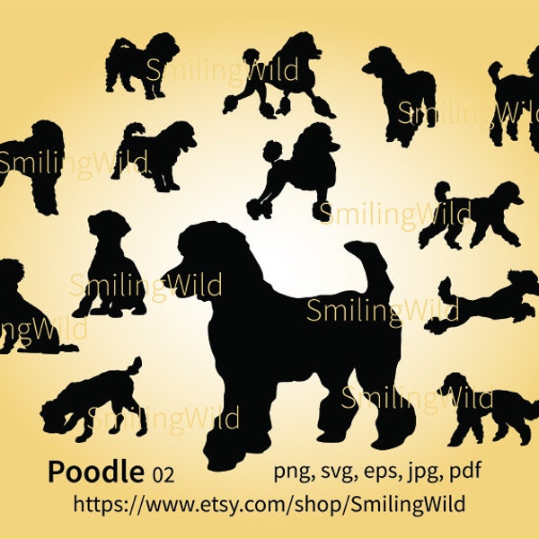 Poodle svg silhouette bundle dog clipart cut out vector graphic art printable poodle art for printing digital dogs poodle png