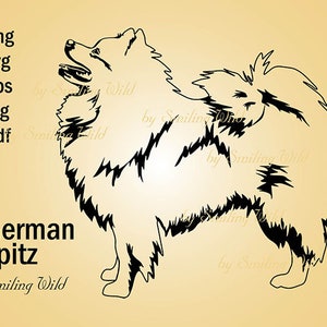 Duitse Spitz svg en png vector grafische kunst ontwerp Deutscher Spitz clipart Mistbeller silhouet png hond knipsel scrapbooking