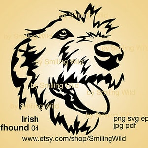 Irish Wolfhound Dog SVG & PNG - Head clipart cut file cricut, Hunting dog head logo dog vector graphic art artwork digital design