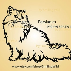 Cute Persian /03/ Cat svg laser cut file persian cat vector graphic art artwork clipart persian cuttable cricut digital design image 1