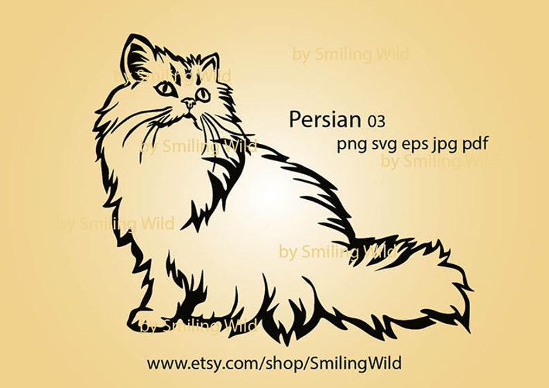 Cute Persian /03/ Cat svg laser cut file persian cat vector graphic art artwork clipart persian cuttable cricut digital design image 1