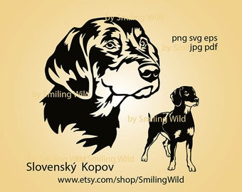 Slovenský kopov svg vector graphic art Slovakian hound dog head portrait cut file digital design