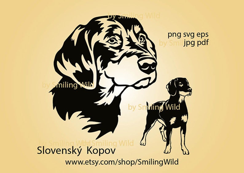 Slovenský kopov svg vector graphic art Slovakian hound dog head portrait cut file digital design image 1