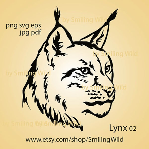 Lynx /02/ svg vector graphic art portrait wild forest animal clipart lynx laser cut file logo cricut lynx digital design cuttable