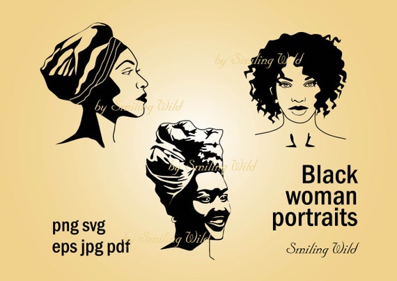 Download Black Woman Portrait Png Svg Vector Art Woman Silhouette Etsy