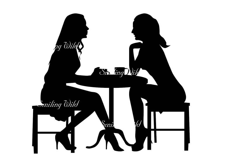 Download Tea party silhouette vector graphic art sitting woman svg ...