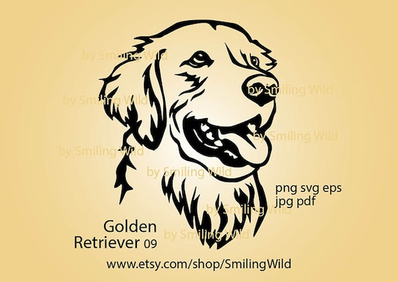 Download Golden Retriever 09 Head Svg Clipart Smiling Cute Dog Etsy