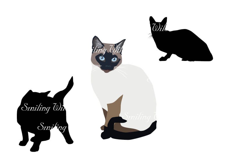 Siamese Cat Silhouette Vector Graphic Art Svg Siamkatze Png | Etsy
