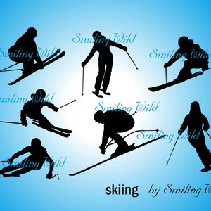 skiing png silhouette svg art downhill skiing vector graphic art printable skier png silhouette cuttable cutout instant download commercial