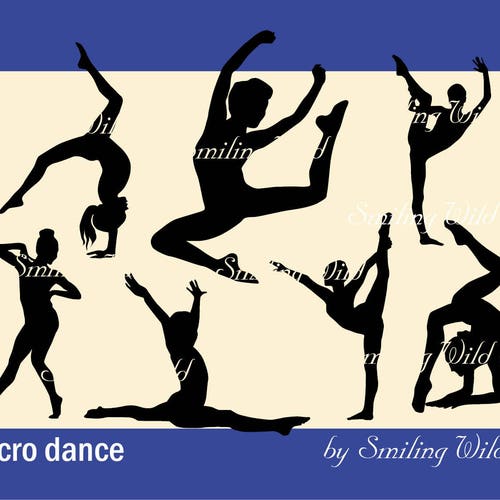 Acro Dance Svg Silhouette Clipart Printable Dancing Woman - Etsy