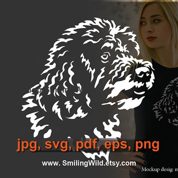 Spanish Water Dog svg vector graphic cuttable clip art illustration, perro de agua español svg, png, pdf, jpg, eps