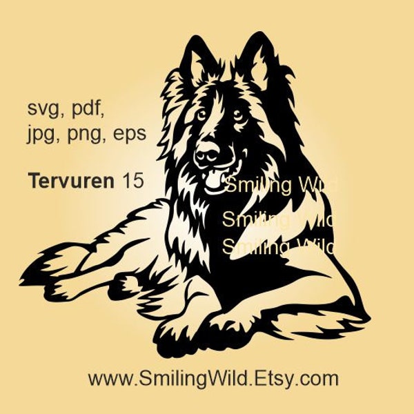 Lying Tervuren svg dog head design Belgian Tervuren vector art cuttable cricut digital design