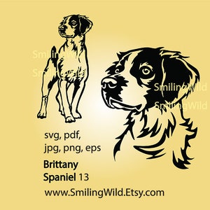 Brittany spaniel SVG, PNG clip art – Cane da caccia Vector Art per il taglio