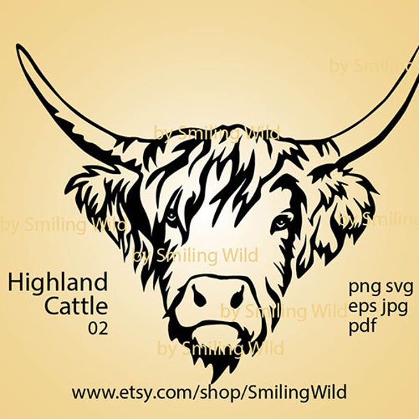 Scottish Highland cattle svg Highlander cow clipart vector graphic art artwork Highland cattle cut file design domestic animal artwork