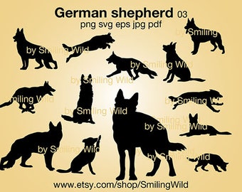 German Shepherd (03) silhouette dog svg cut file clipart digital design cricut German shepherd vector graphic art artwork png