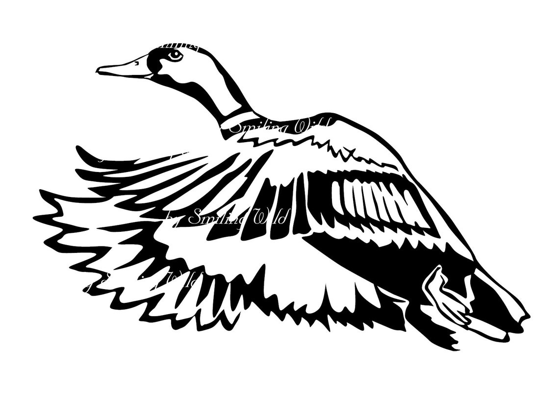 Mallard duck svg art clipart vector graphic flying bird | Etsy
