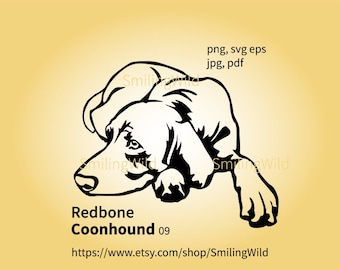 Redbone Coonhound svg, sleeping dog vector graphic art, coonhound clip art cut file cuttable illustration