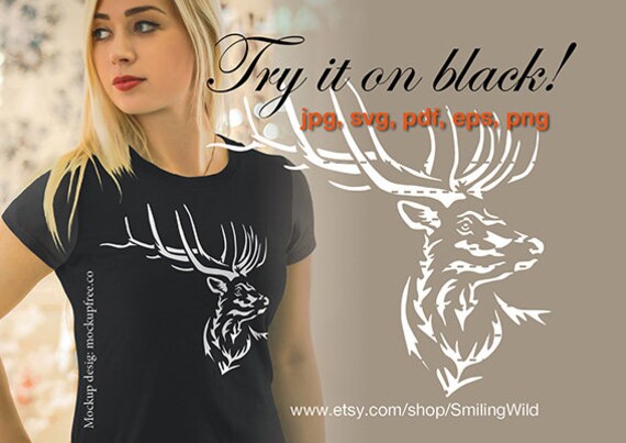 Elk Wapiti svg deer clipart vector graphic art artwork elk stag svg cut file cuttable digital design white print on black