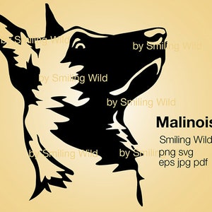 Malinois svg Clipart druckbare Hundekopf belgische Malinois Vektorgrafik Kunst png digitales Design