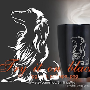 Langhaariger Dachshund svg weiße Vektorgrafik-Datei süßer Hund Clipart geschnitten Datei Druck auf schwarz schneidbar Cricut Dachshund Png Design Kunst