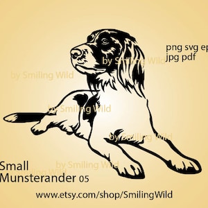 Kleiner Munsterlander svg png Clip Art, Jagdhund liegend Vektorgrafik, Munsterlander Cricut schneidbares Design