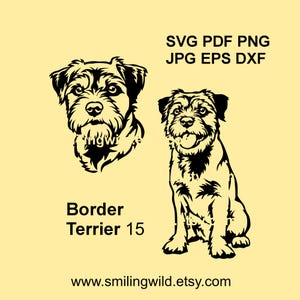 Borderterriër Clipartbundel SVG PNG DXF - Realistische hond voor logo-ontwerp - Honden vectorafbeelding, DIY, Cricut en Lasersnijden