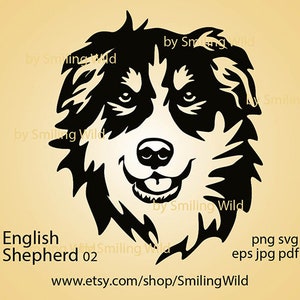 English Shepherd Svg Dog Vector Graphic /02/ Art Portrait - Etsy
