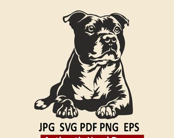 Staffordshire Bull Terrier vectoriel SVG, PNG, PDF | Lime pour chien découpée au plasma | Clipart chien couché