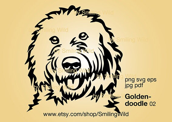 Goldendoodle svg portrait clipart vector graphic art dog head | Etsy