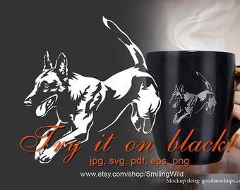 Malinois svg & png jumping - vector graphic clipart, running dog cutfile cuttable cricut and laser cutting digital design - instant download