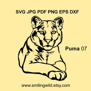 Puma Clipart SVG PNG DXF design – Realistic Mountain Lion Vector Graphic Design – Cougar Diy Crafts, Cricut, cnc, Laser Cutting, Download