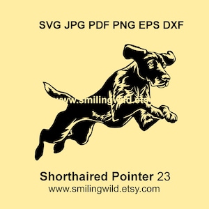 Jumping German Shorthaired Pointer SVG & PNG, DXF – Pointing Dog canine clipart Vector graphic for Cricut, Laser Cutting, instant download