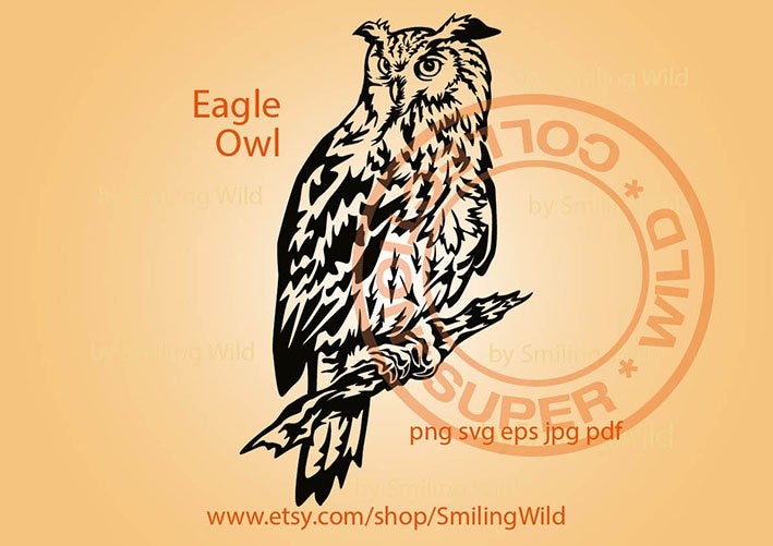 Eagle Owl SVG Vector Art | Bird Clipart (Cricut andnLaser Cut File)