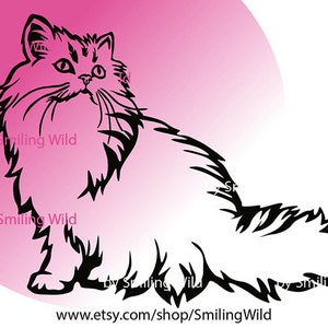 Cute Persian /03/ Cat svg laser cut file persian cat vector graphic art artwork clipart persian cuttable cricut digital design image 2