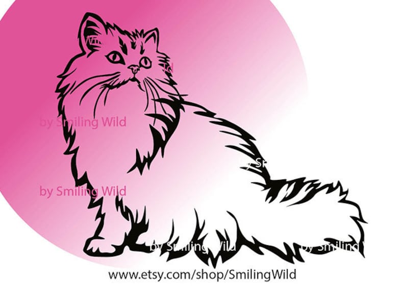 Cute Persian /03/ Cat svg laser cut file persian cat vector graphic art artwork clipart persian cuttable cricut digital design image 2